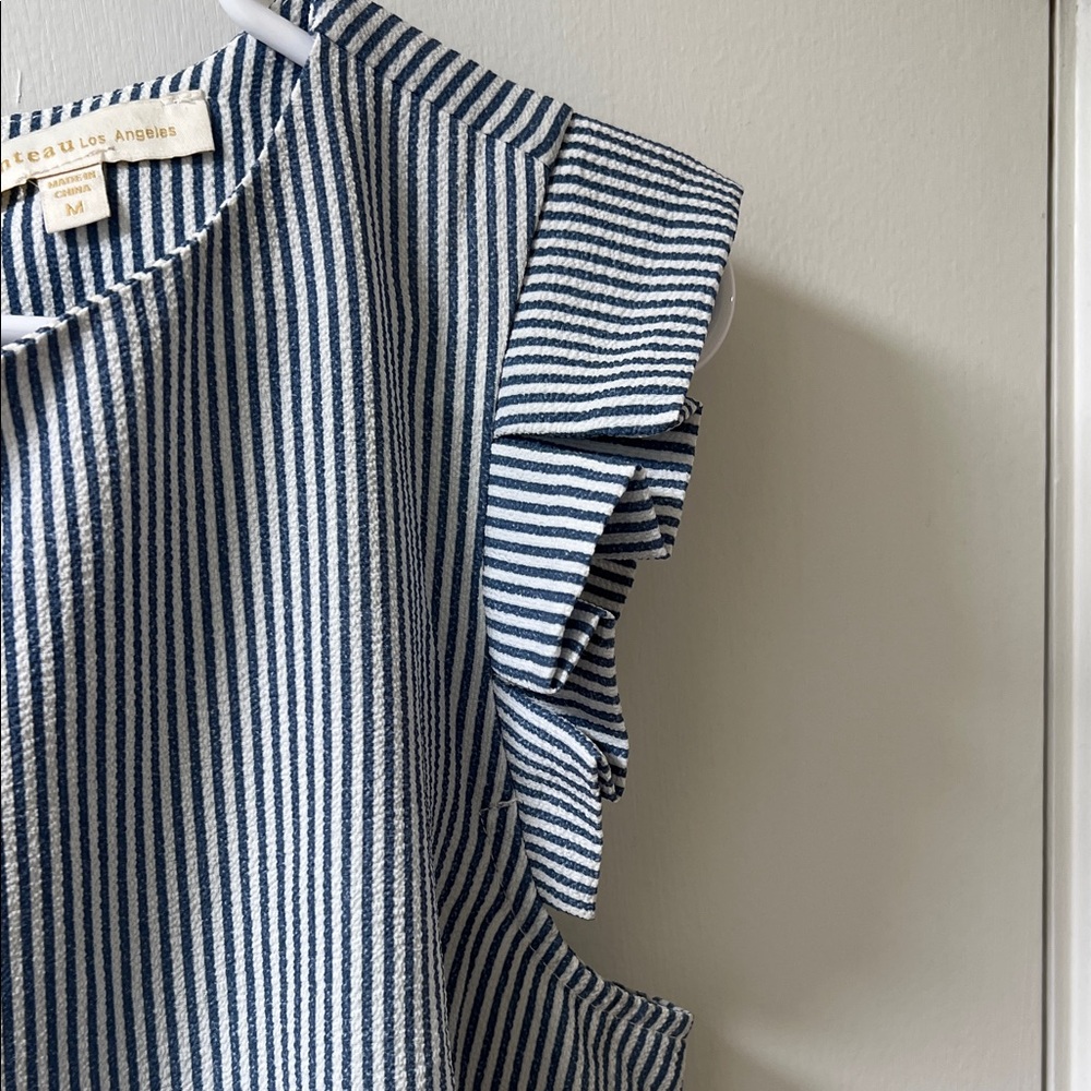 Monteau Striped Ruffle Sleeve Top - Picture 3 of 6